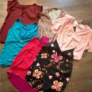 Mixed Women's Tops Bundle - Floral Black, Teal, Pink, Burgundy